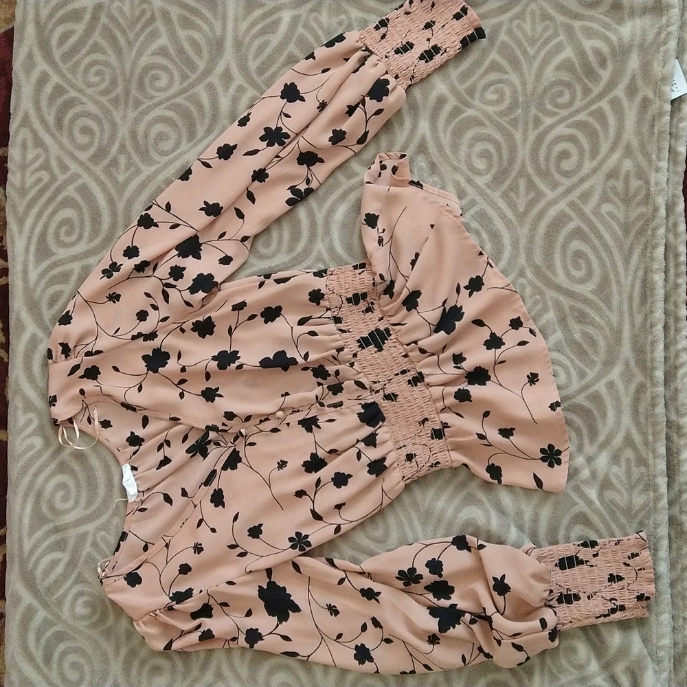 Long Sleeve Blouse XS Black and Pink